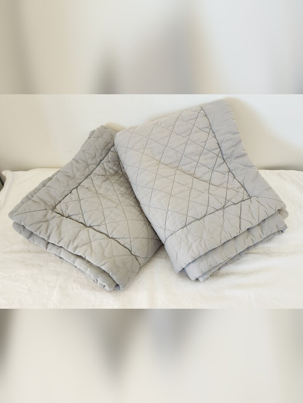 King Size Quilted Grey Cotton Pillow Shams